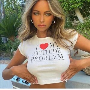 I Love My Attitude Problem Women’s Baby Tee - Size Small